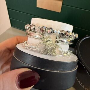 Bomb Party BP Halloween Stacks Silver Cuff Bracelet Set Mourned in Style